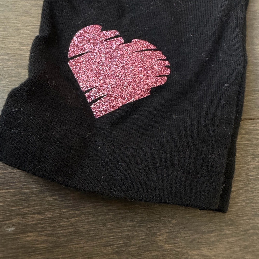 Black Girls' Leggings with Glitter Heart Accents - Gold & Pink - Picture 7 of 9